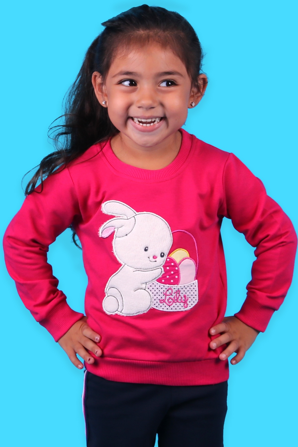 Breeze Kız Çocuk Sweatshirt Tavşanlı Fuşya (1.5-5 Yaş)