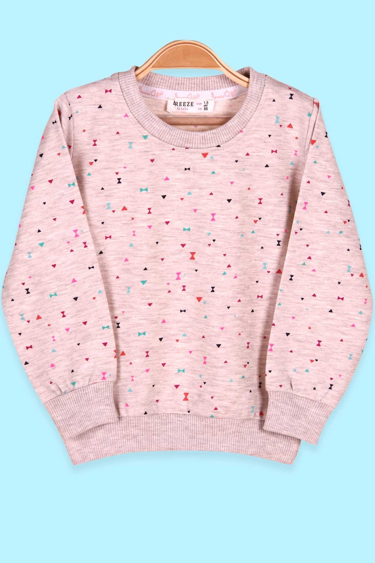 Breeze Kız Çocuk Sweatshirt Üçgen Desenli Krem (1.5-5 Yaş)