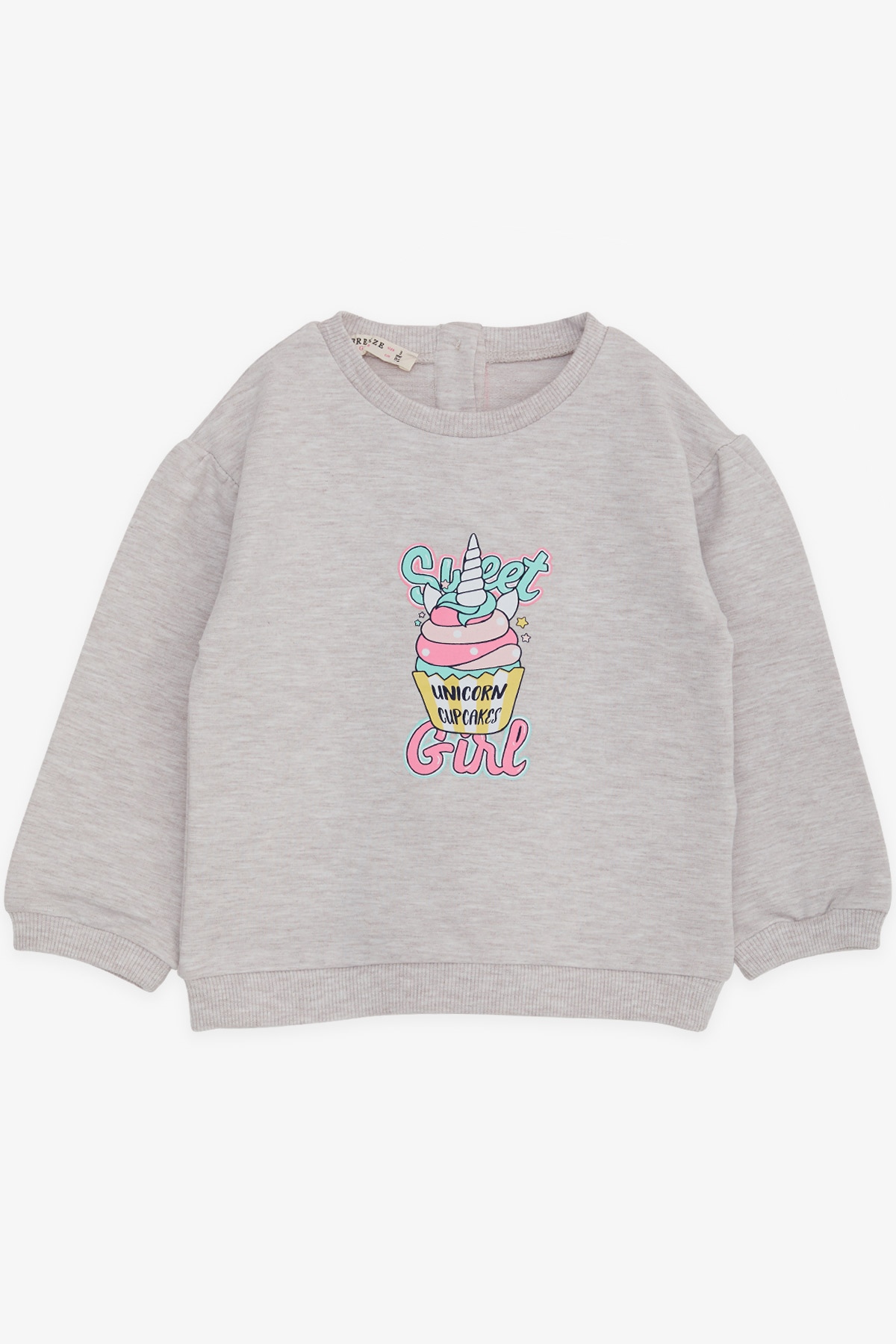 Breeze Kız Çocuk Sweatshirt Unıcorn Baskılı Bej Melanj (9 Ay-3 Yaş)