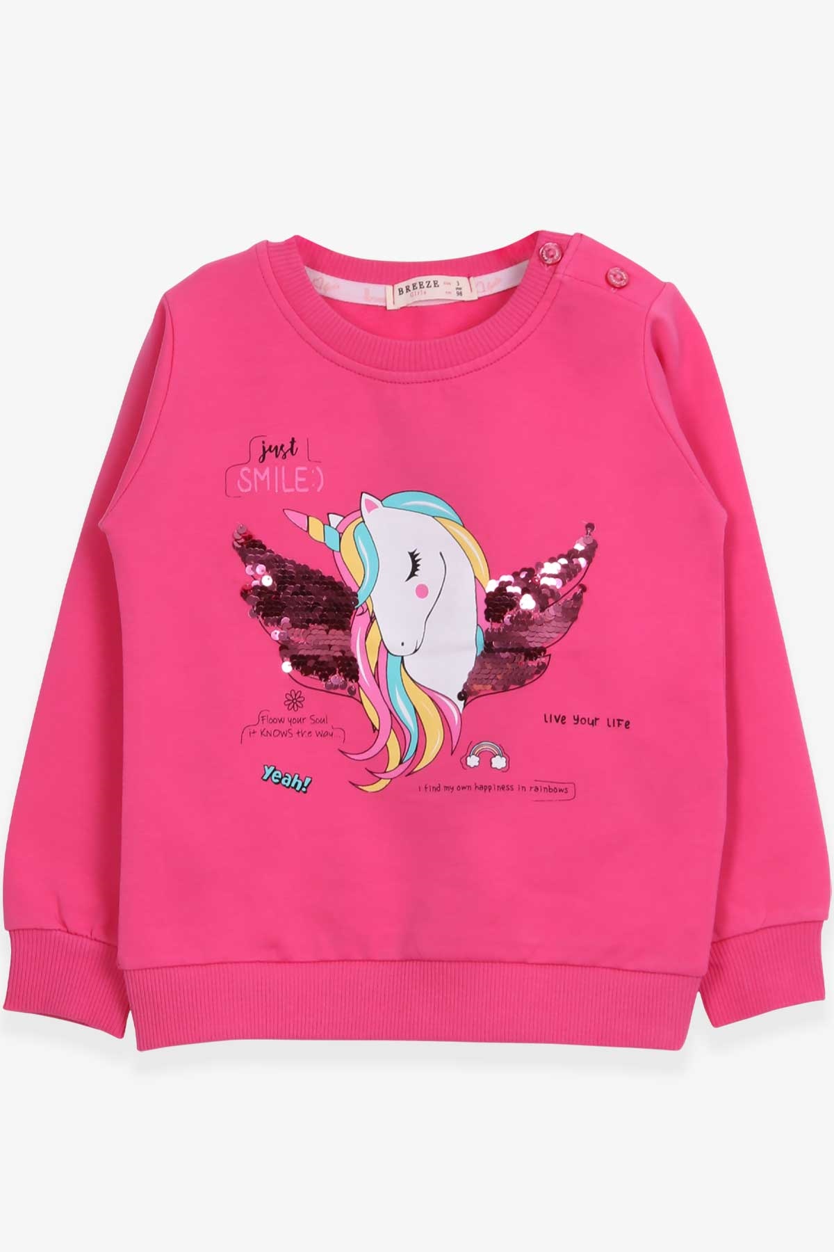 Breeze Kız Çocuk Sweatshirt Unicorn Baskılı Pembe (2-6 Yaş)