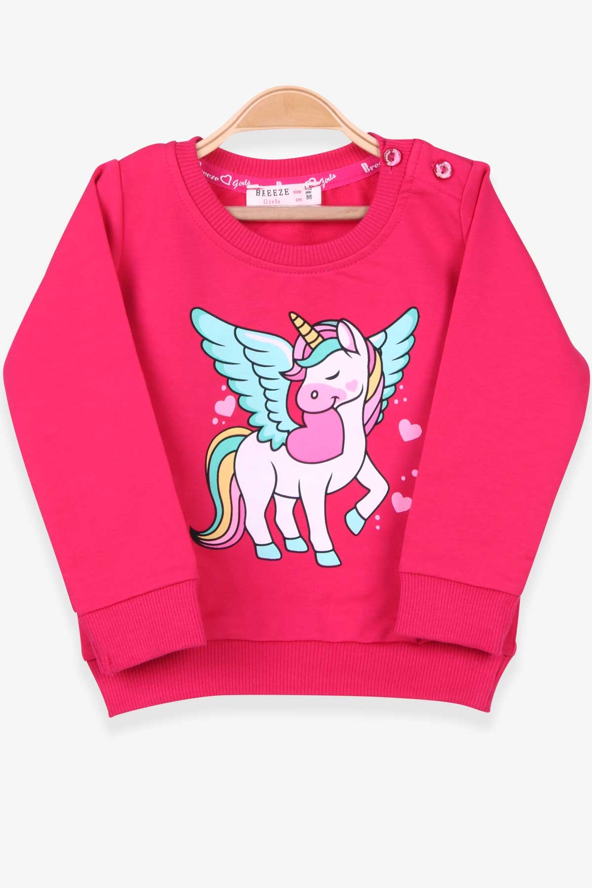 Breeze Kız Çocuk Sweatshirt Unicorn Baskılı Fuşya (1.5-5 Yaş)