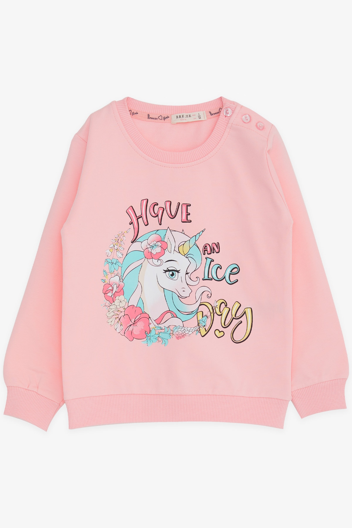 Breeze Kız Çocuk Sweatshirt Unicorn Baskılı Pembe (2-6 Yaş)