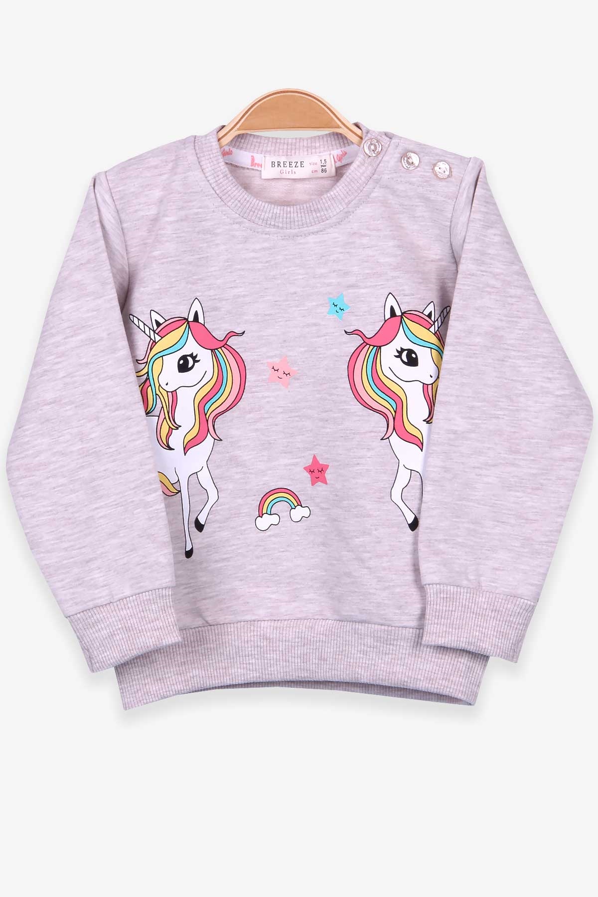 Breeze Kız Çocuk Sweatshirt Unicorn Bej Melanj (1.5-5 Yaş)