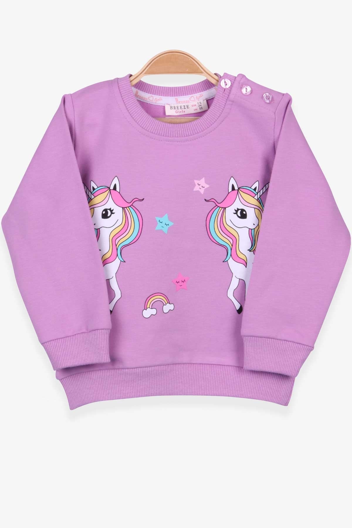 Breeze Kız Çocuk Sweatshirt Unicorn Eflatun (1.5-5 Yaş)