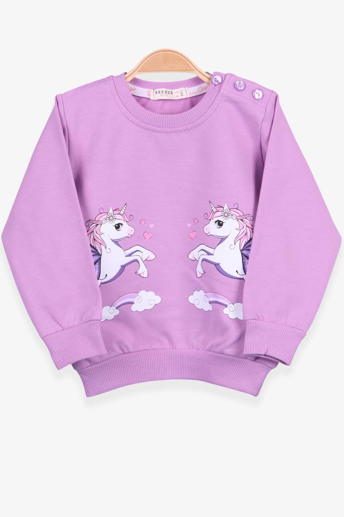 Breeze Kız Çocuk Sweatshirt Unicorn Eflatun (1.5-5 Yaş)
