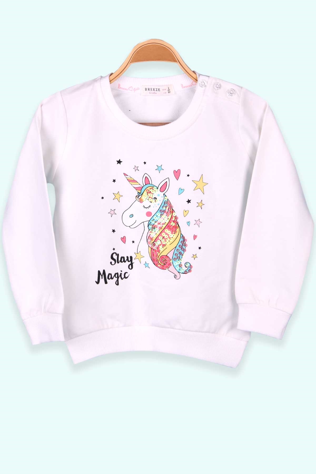 Breeze Kız Çocuk Sweatshirt Unicorn Ekru (2-6 Yaş)