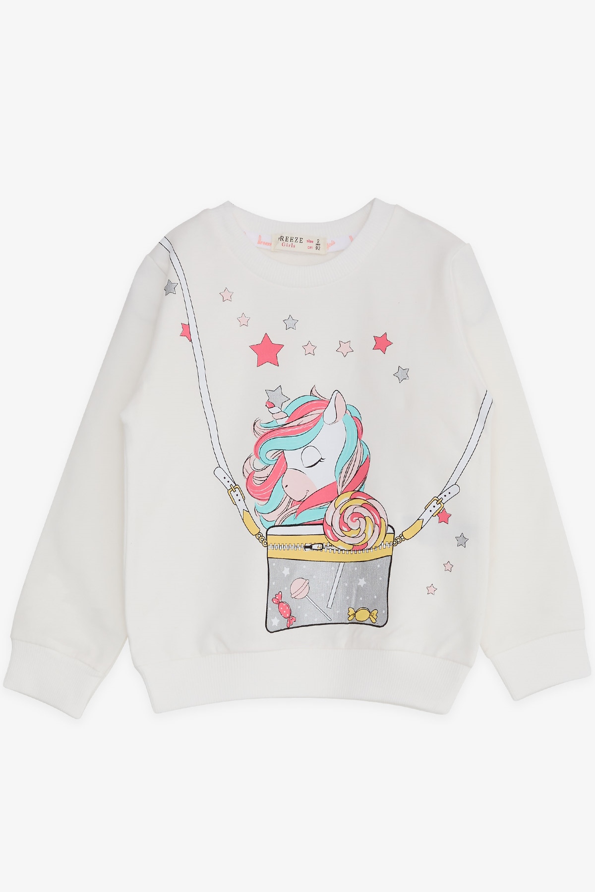 Breeze Kız Çocuk Sweatshirt Unicorn Ekru (2-3 Yaş)
