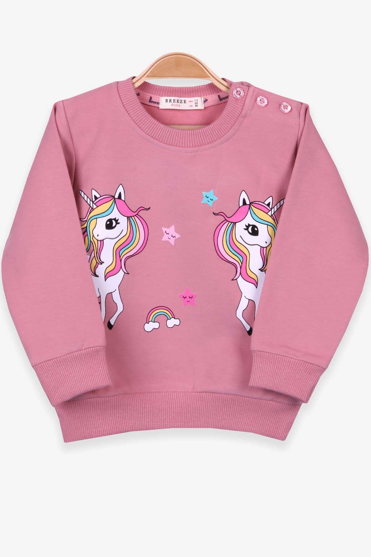 Breeze Kız Çocuk Sweatshirt Unicorn Gülkurusu (1.5-5 Yaş)