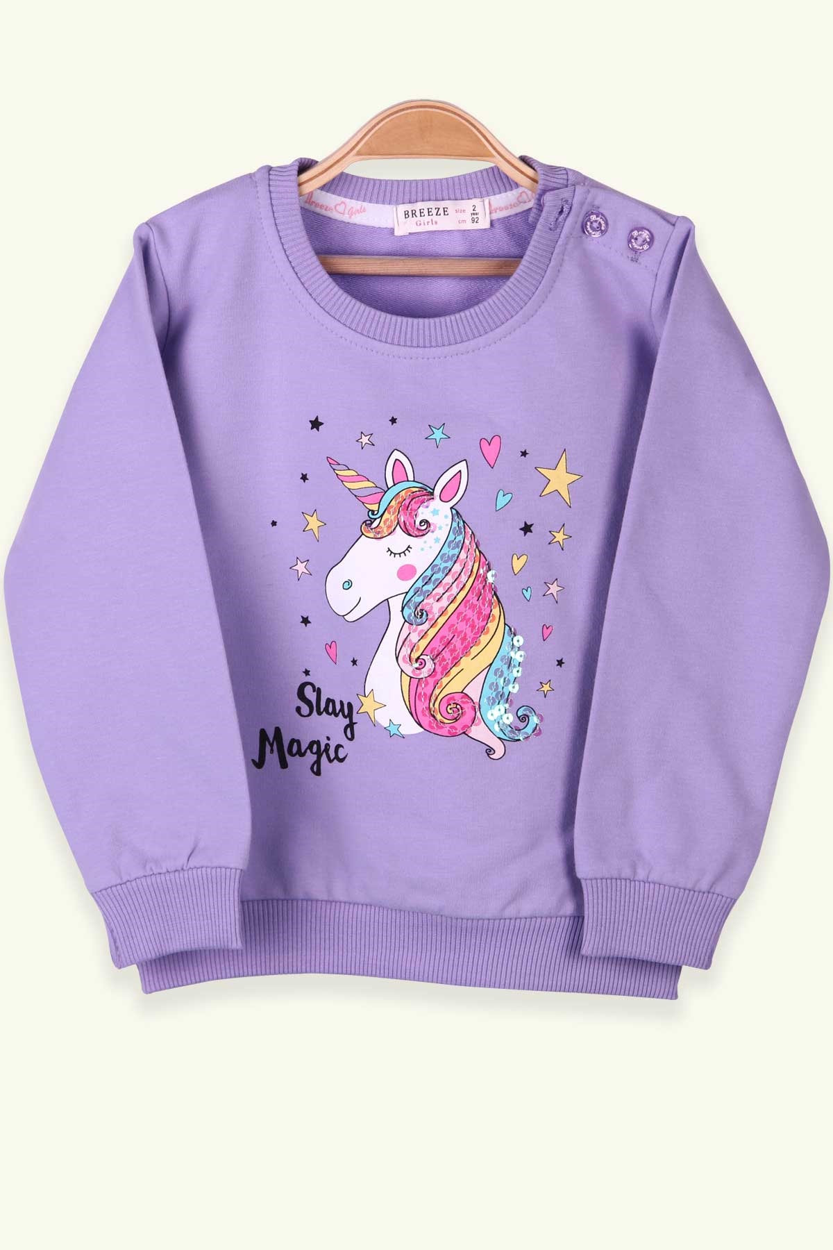 Breeze Kız Çocuk Sweatshirt Unicorn Lila (2-6 Yaş)