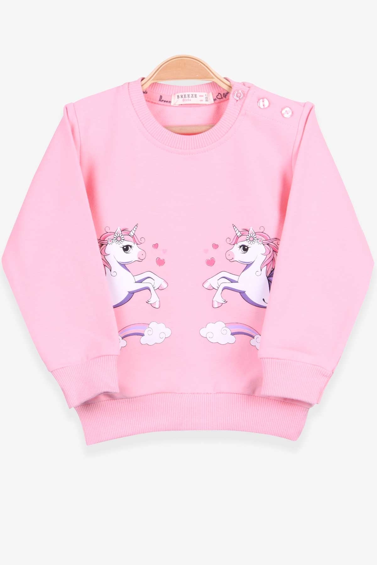 Breeze Kız Çocuk Sweatshirt Unicorn Pudra (1.5-5 Yaş)