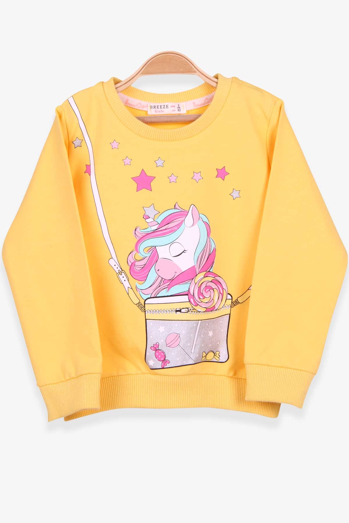 Breeze Kız Çocuk Sweatshirt Unicorn Sarı (2-6 Yaş)