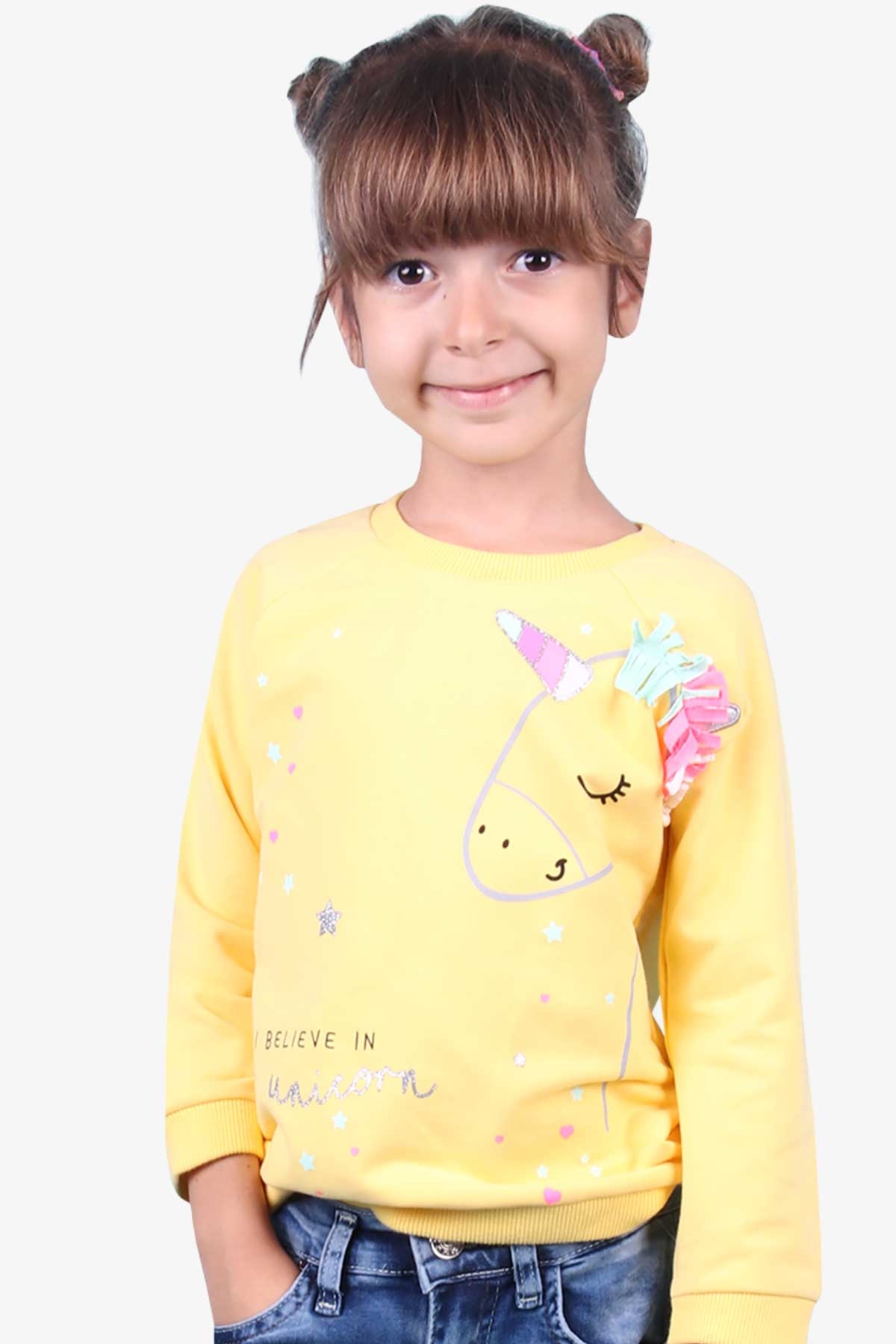 Breeze Kız Çocuk Sweatshirt Unicorn Sarı (1.5 Yaş)
