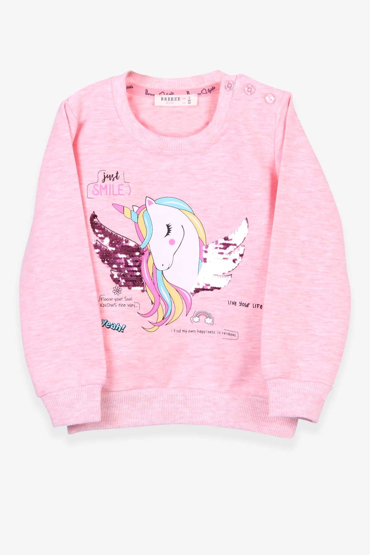 Breeze Kız Çocuk Sweatshirt Unicorn Somon Melanj (2-6 Yaş)
