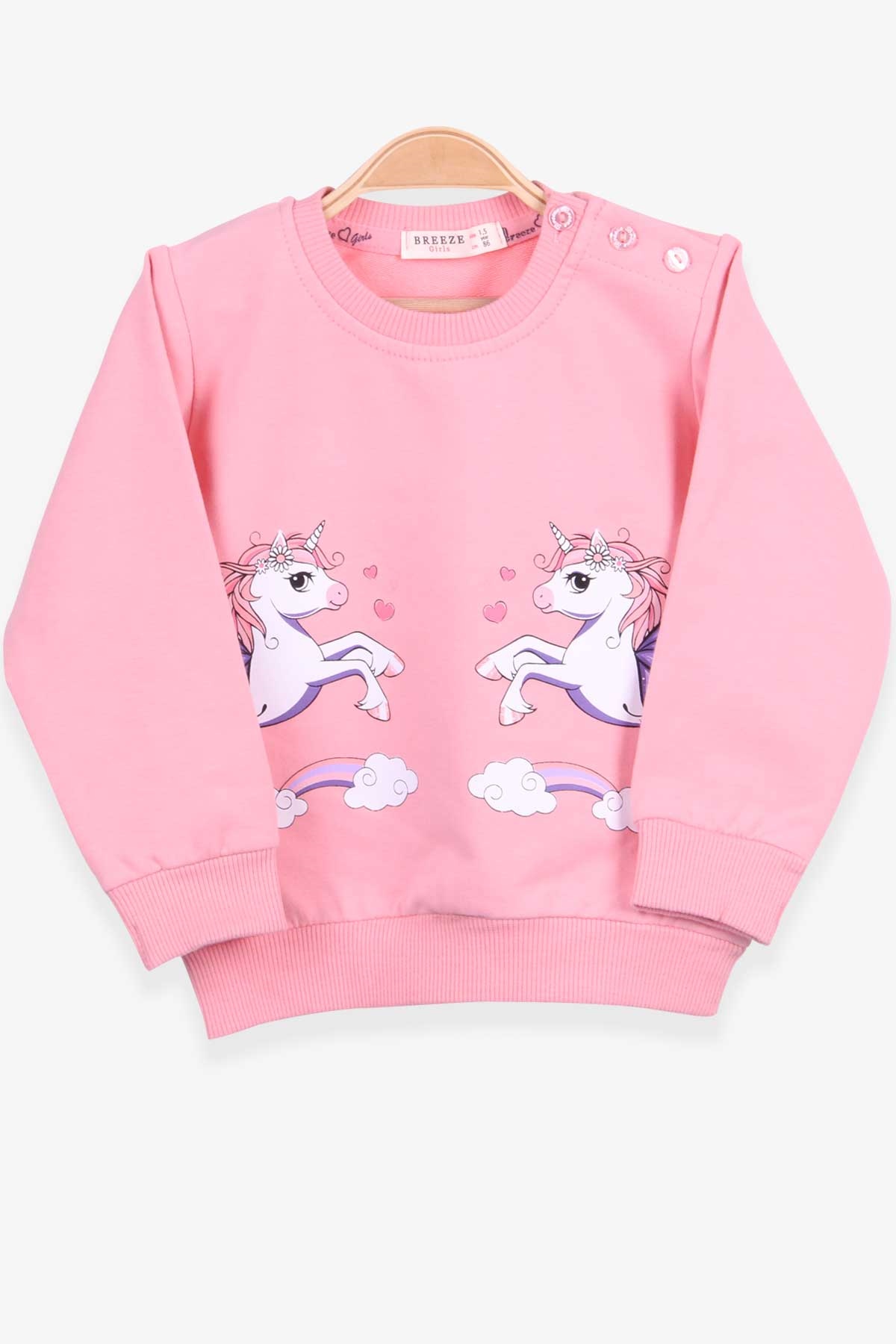 Breeze Kız Çocuk Sweatshirt Unicorn Somon (1.5-5 Yaş)
