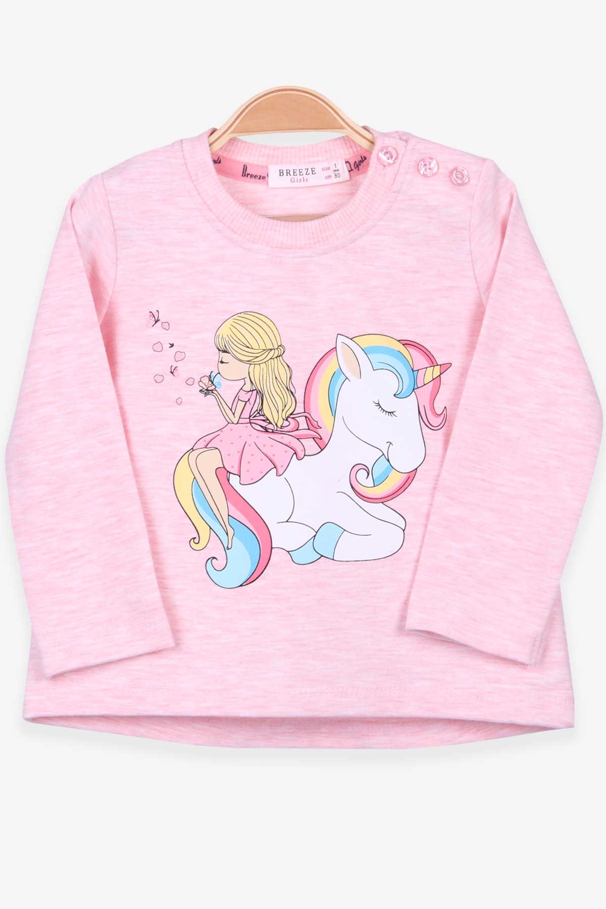 Breeze Kız Çocuk Sweatshirt Unicorn Somon Melanj (1-4 Yaş)
