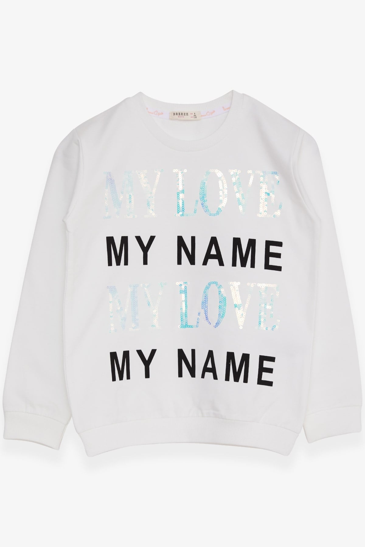 Breeze Kız Çocuk Sweatshirt Yazı Baskılı Pullu Ekru (8-14 Yaş)