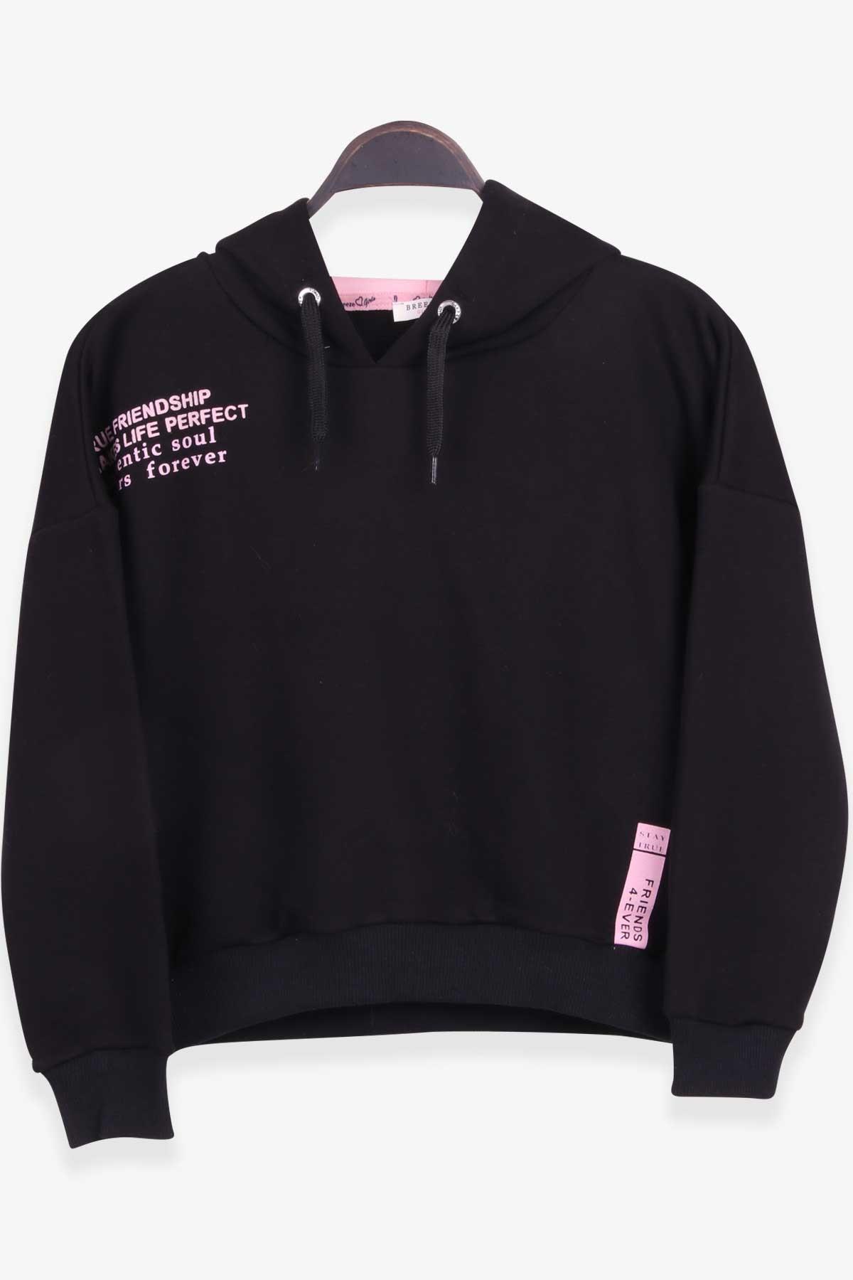 Breeze Kız Çocuk Sweatshirt Yazı Baskılı Siyah (9-14 Yaş)