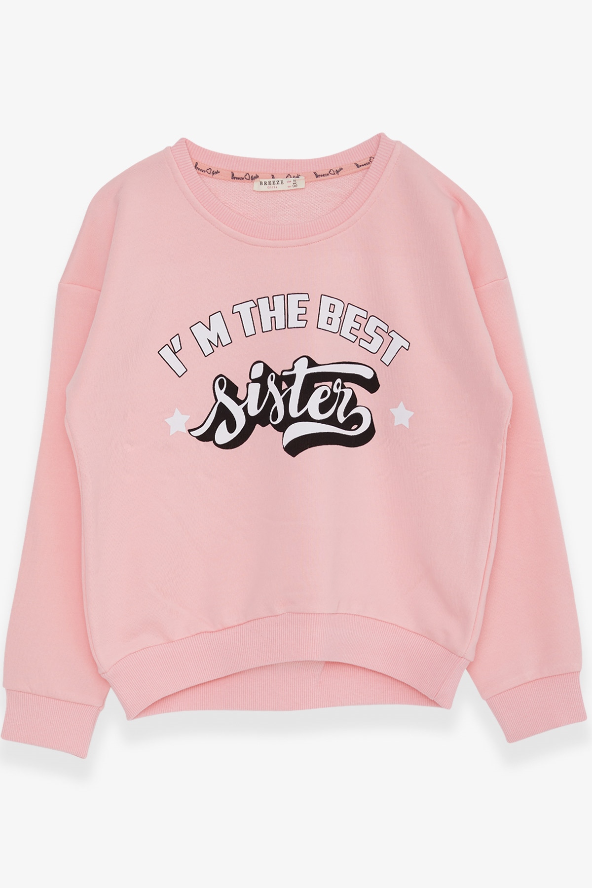 Breeze Kız Çocuk Sweatshirt Yazı Baskılı Pudra (9-14 Yaş)
