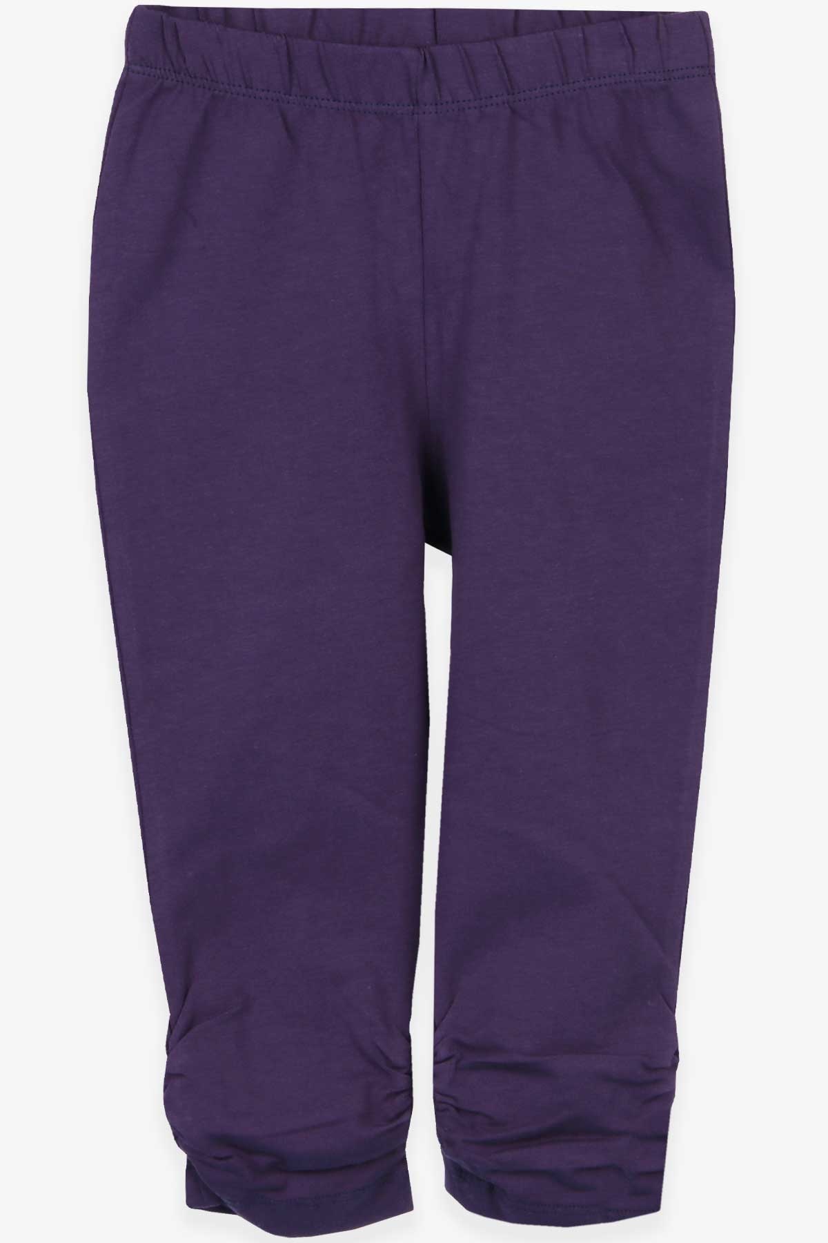 Breeze Kız Çocuk Tayt Basic Paçaları Büzgülü Mor (1.5-5 Yaş)