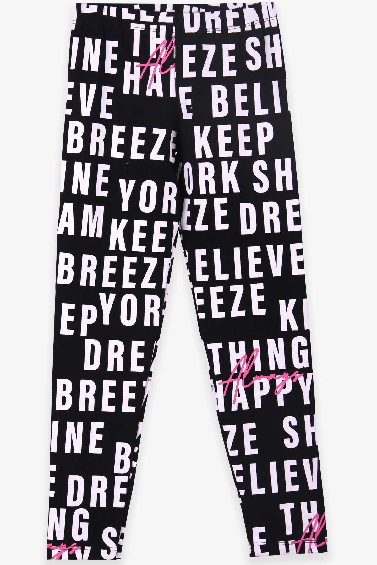 Breeze Kız Çocuk Tayt Breeze Baskılı Siyah (9-12 Yaş)