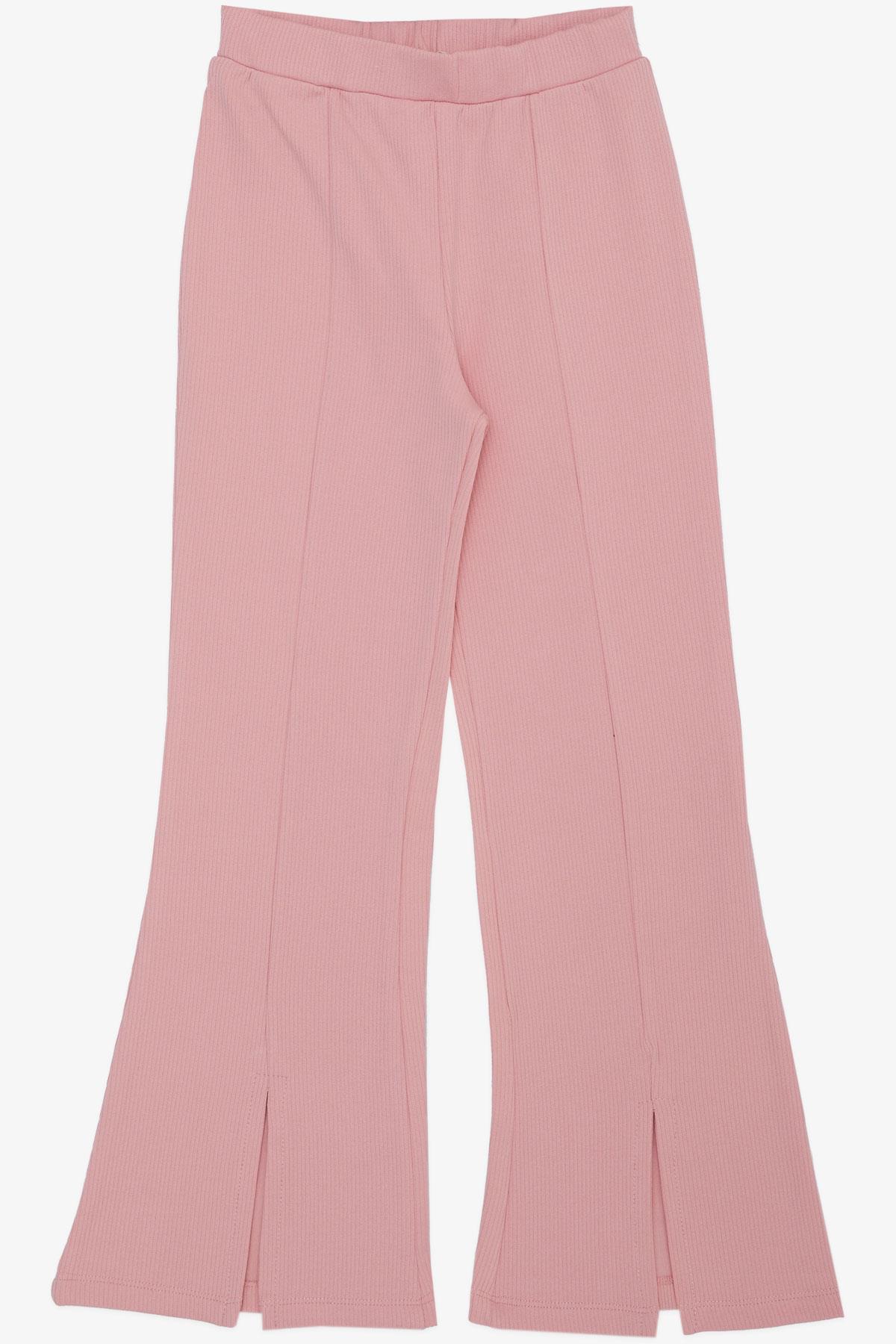 Breeze Kız Çocuk Tayt Paçası Yırtmaçlı Fitilli Pembe (4-8 Yaş)