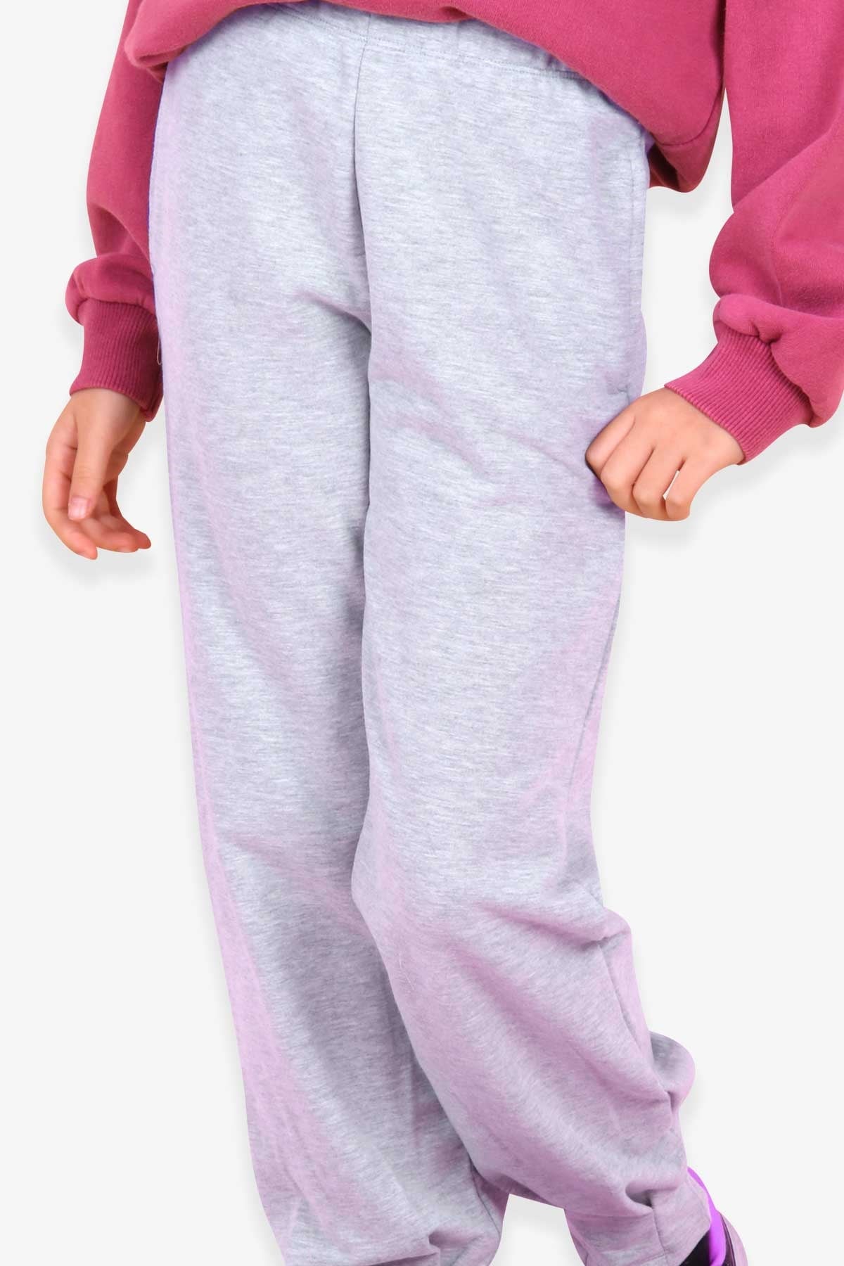 Breeze Kız Çocuk Tayt Pantolon Basic Cepli Gri Melanj (3-8 Yaş)