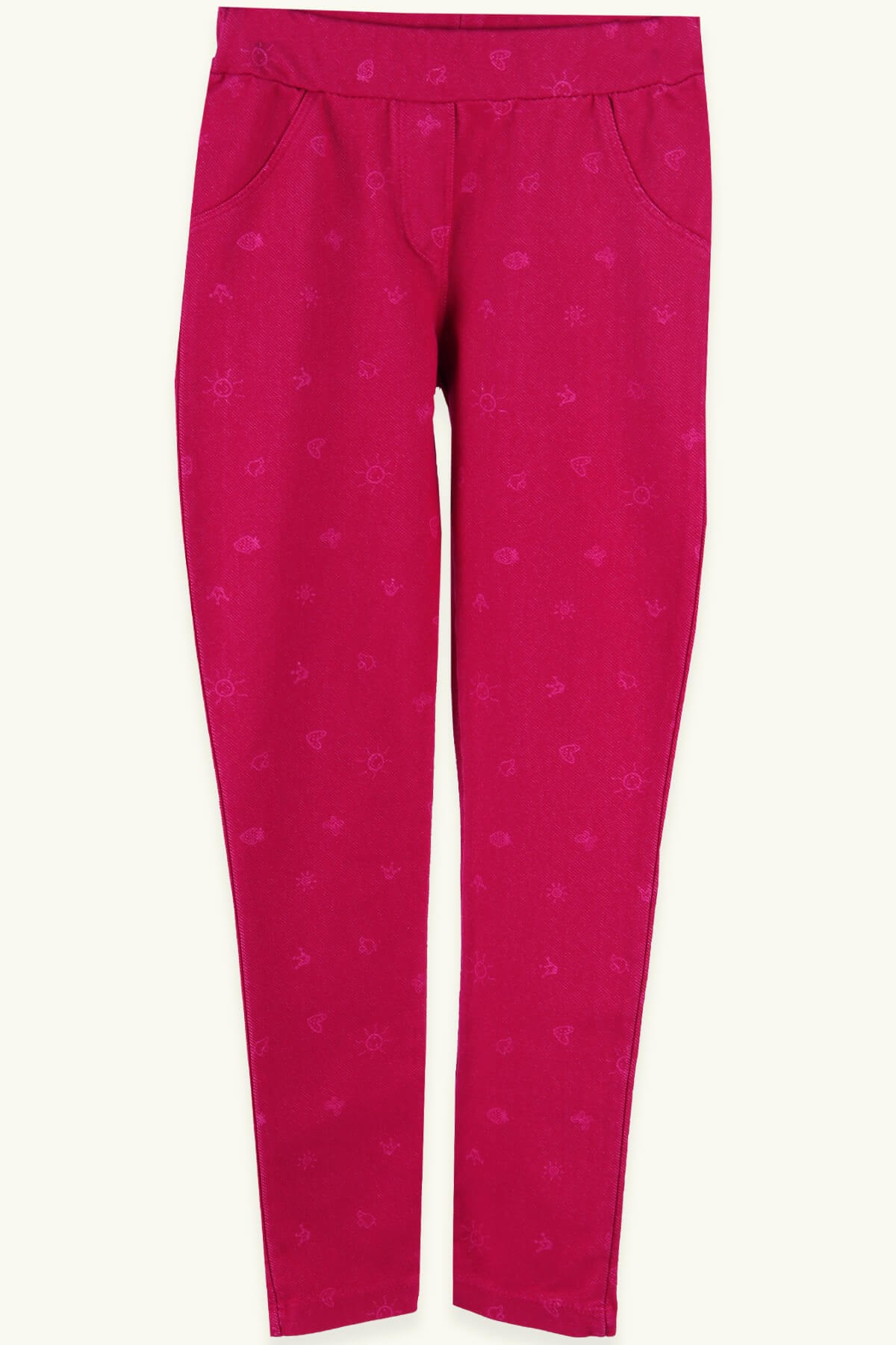 Breeze Kız Çocuk Tayt Pantolon Cep Desenli Fuşya (1-9 Yaş)
