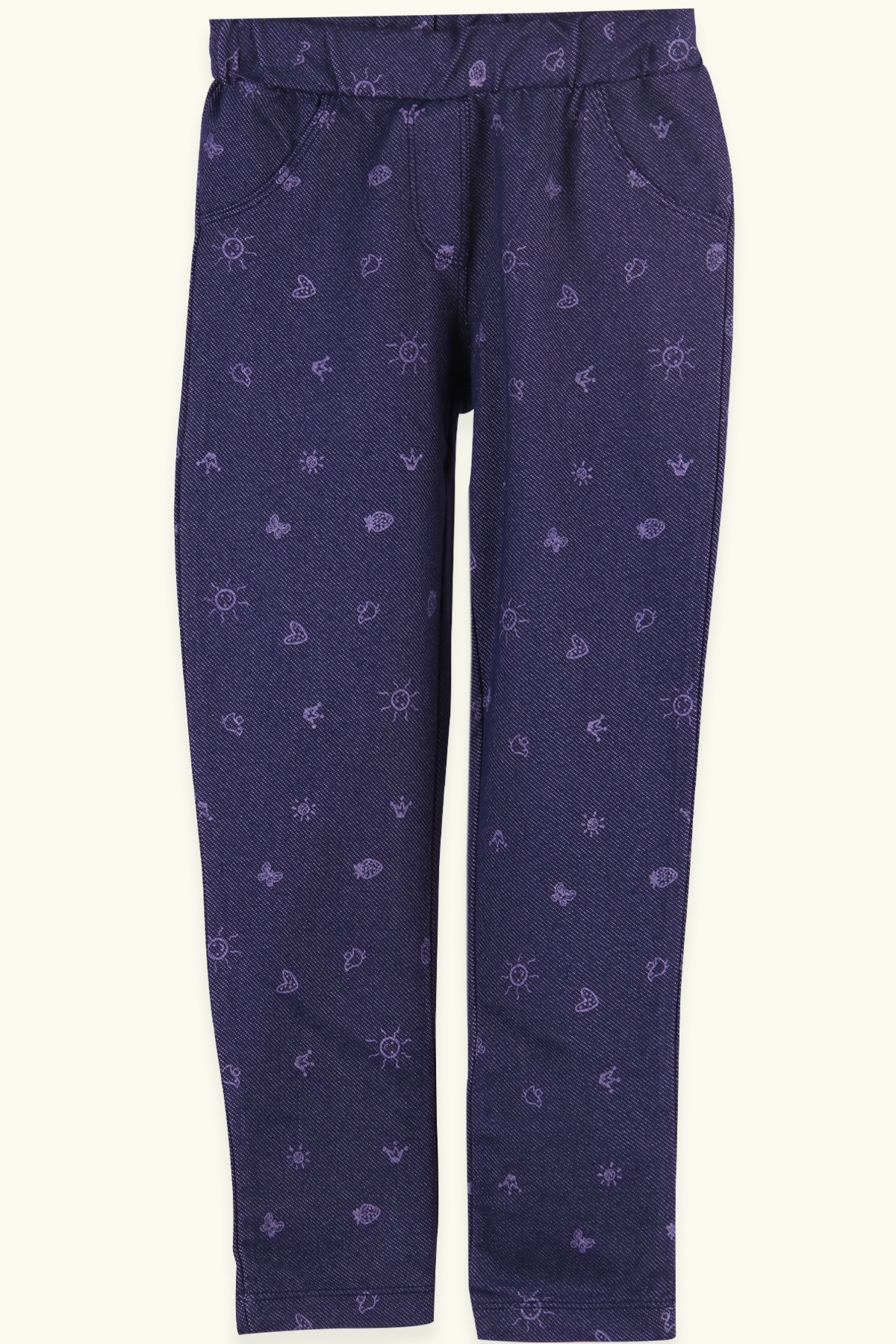 Breeze Kız Çocuk Tayt Pantolon Cep Desenli Lacivert (1-6 Yaş)