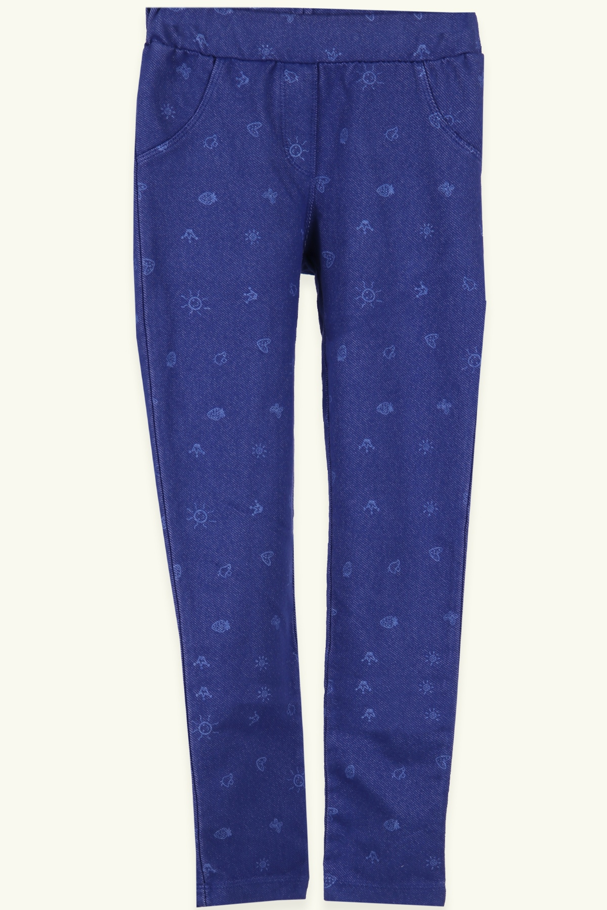 Breeze Kız Çocuk Tayt Pantolon Cep Desenli Mavi (1-9 Yaş)