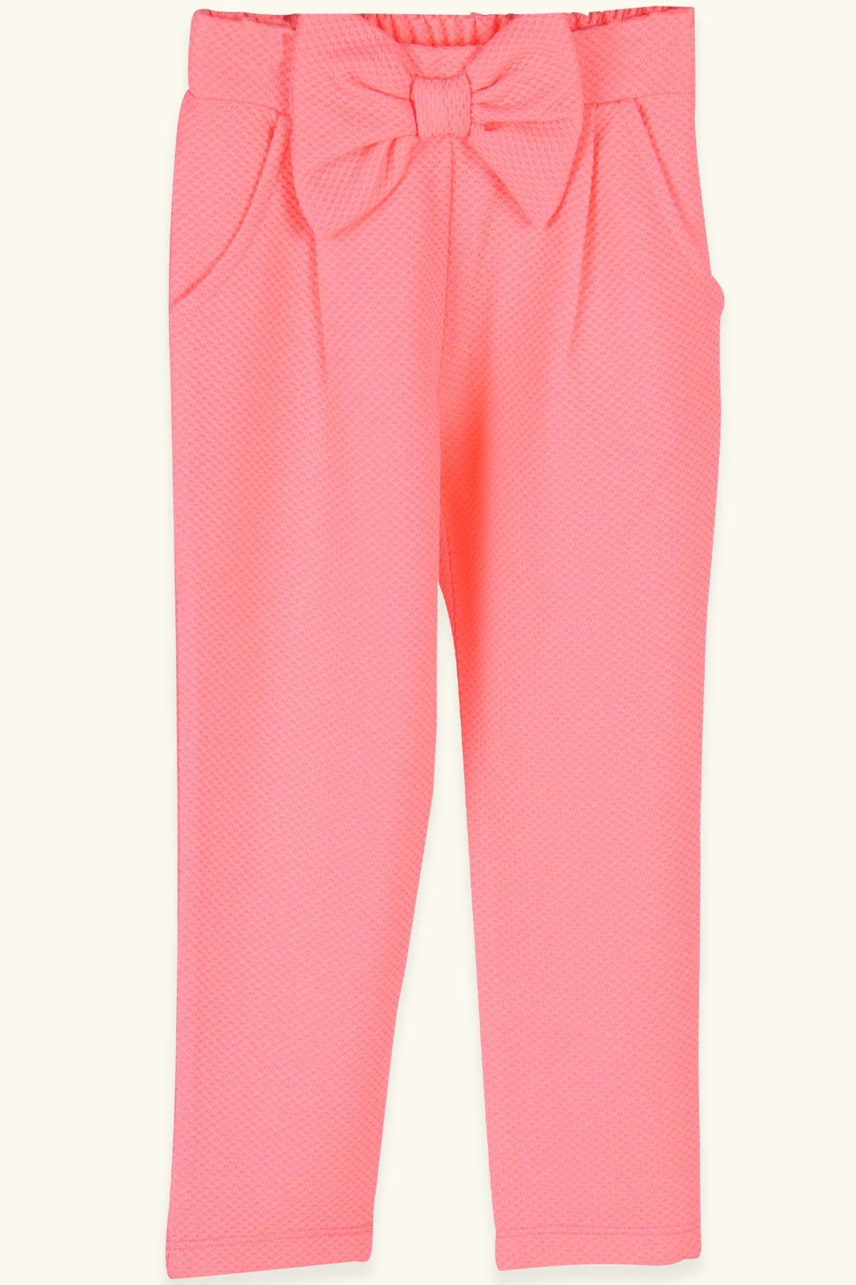 Breeze Kız Çocuk Tayt Pantolon Fiyonklu Neon Somon (4-9 Yaş)