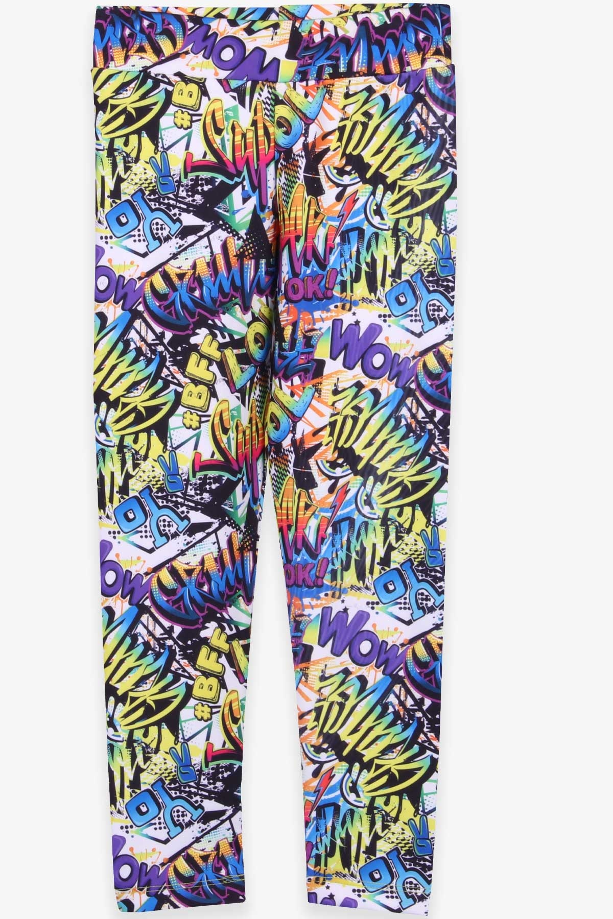 Breeze Kız Çocuk Tayt Pantolon Graffiti Desenli Karışık Renk (7-14 Yaş)