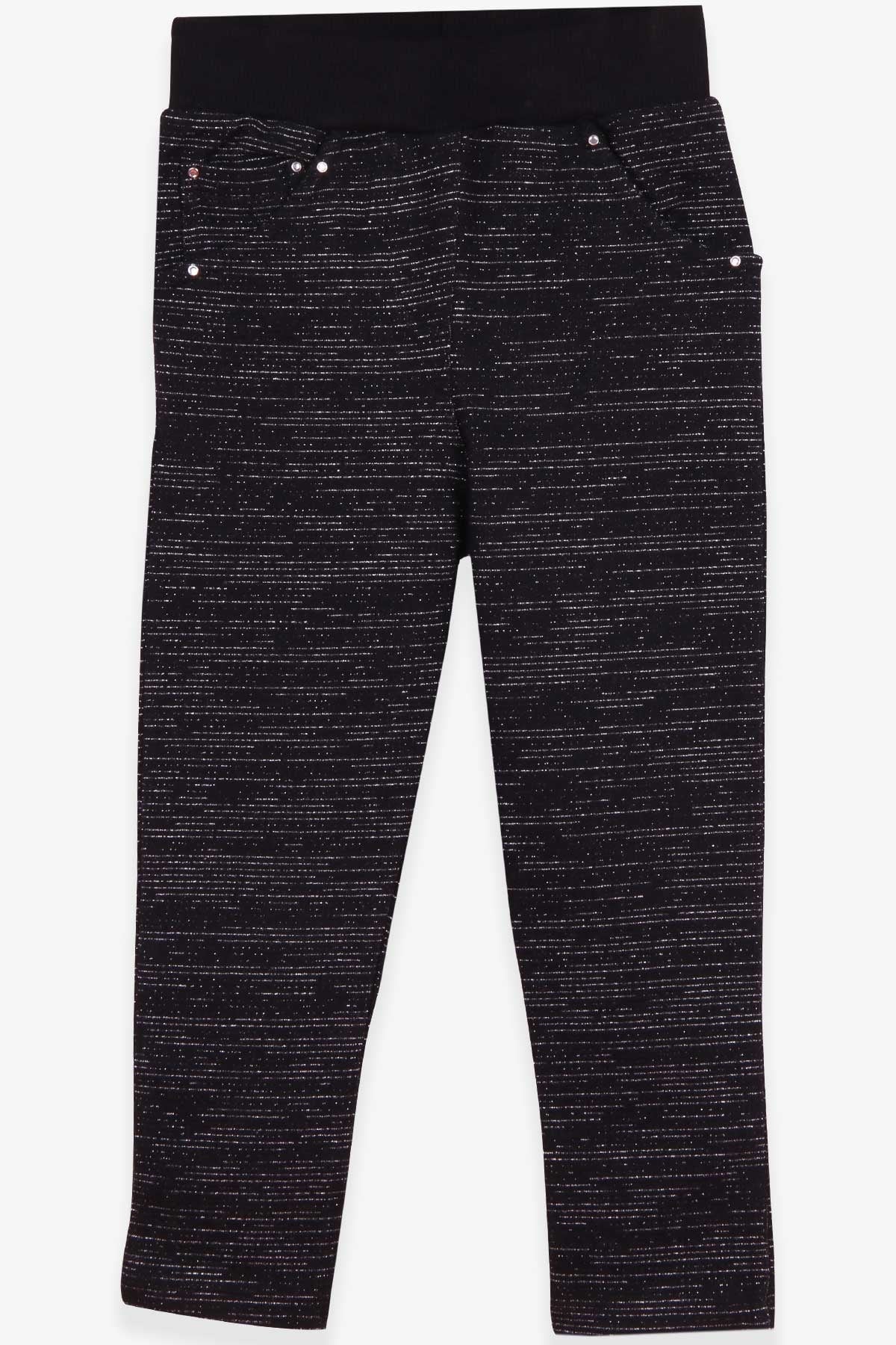 Breeze Kız Çocuk Tayt Pantolon Simli Siyah (2 Yaş)