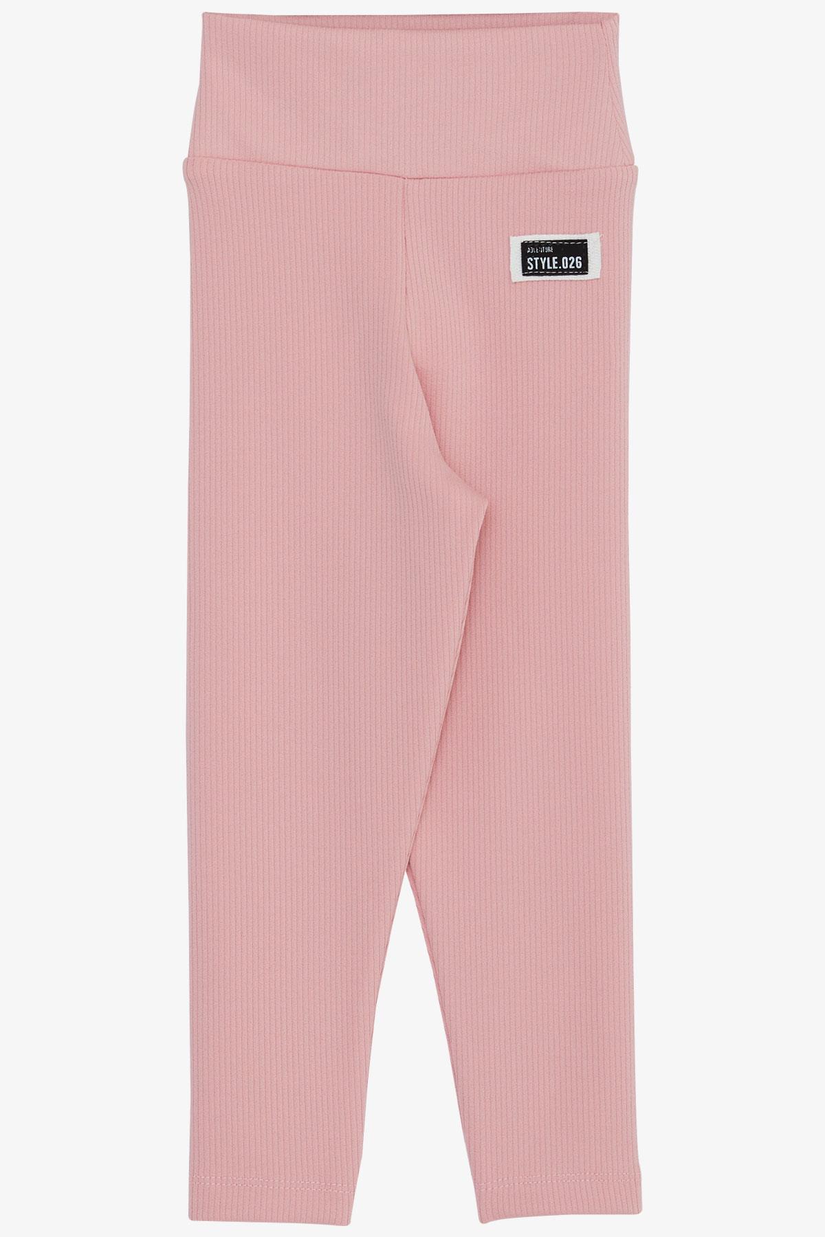 Breeze Kız Çocuk Tayt Yazı Armalı Pembe (3-7 Yaş)