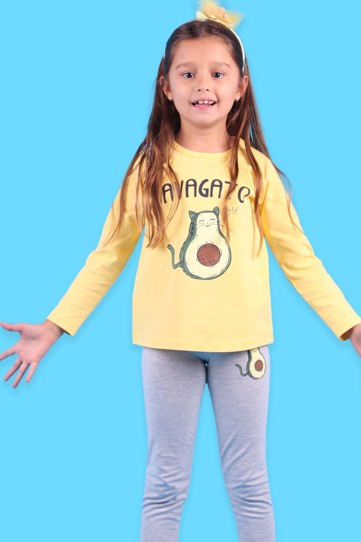 Breeze Kız Çocuk Taytlı Takım Avagato Baskılı Sarı (5-10 Yaş)