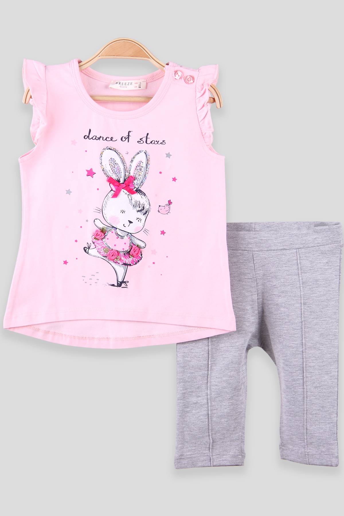 Breeze Kız Çocuk Taytlı Takım Dans Eden Tavşanlı Pembe (1.5-5 Yaş)