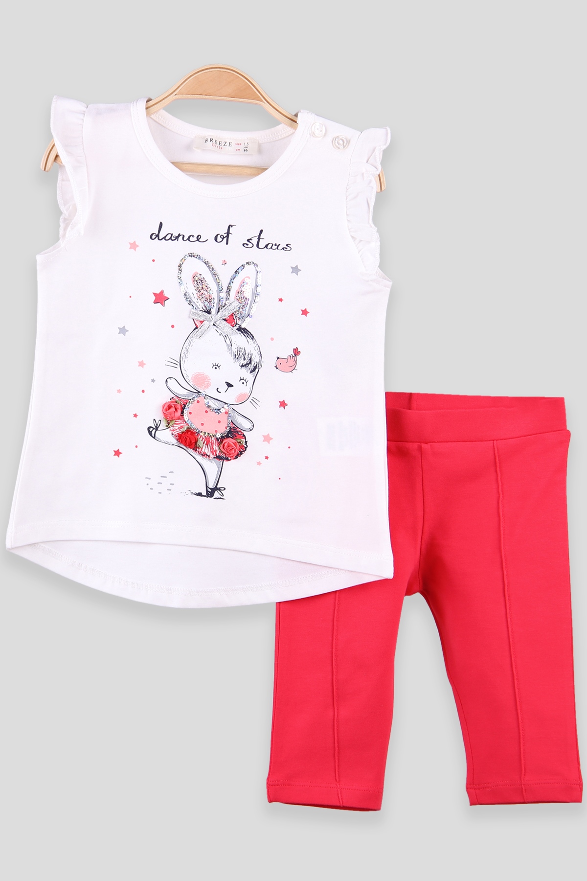 Breeze Kız Çocuk Taytlı Takım Dans Eden Tavşanlı Ekru (1.5-5 Yaş)