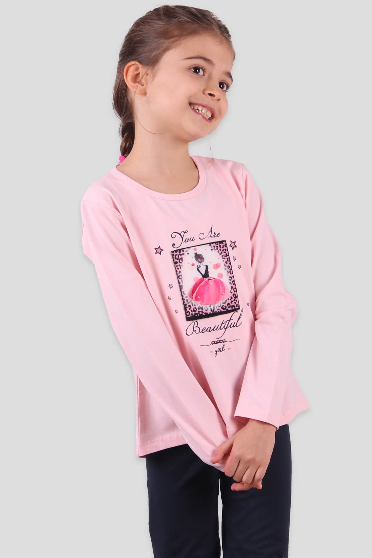 Breeze Kız Çocuk Taytlı Takım Eteği Hareketli Pembe (2-6 Yaş)