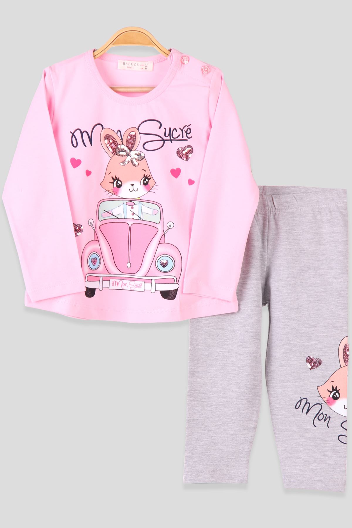 Breeze Kız Çocuk Taytlı Takım Pullu Pembe (1.5-5 Yaş)