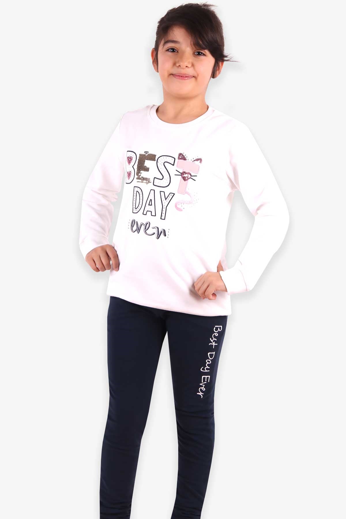 Breeze Kız Çocuk Taytlı Takım Taşlı Nakışlı Ekru (5 Yaş)