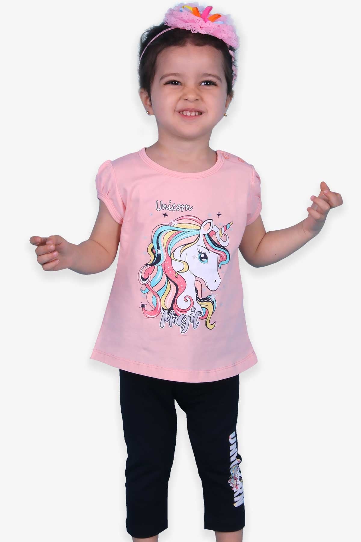 Breeze Kız Çocuk Taytlı Takım Unicorn Somon (2-6 Yaş)