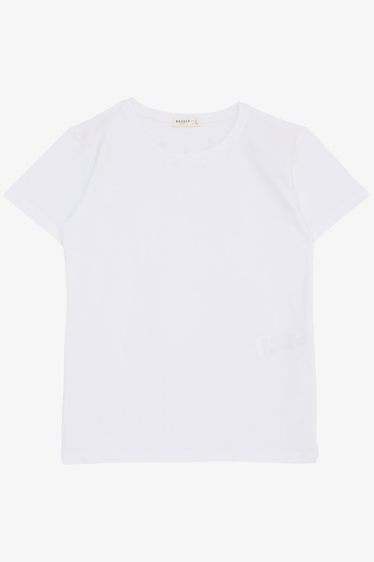 Breeze Kız Çocuk Tişört Basic Beyaz (4-8 Yaş)
