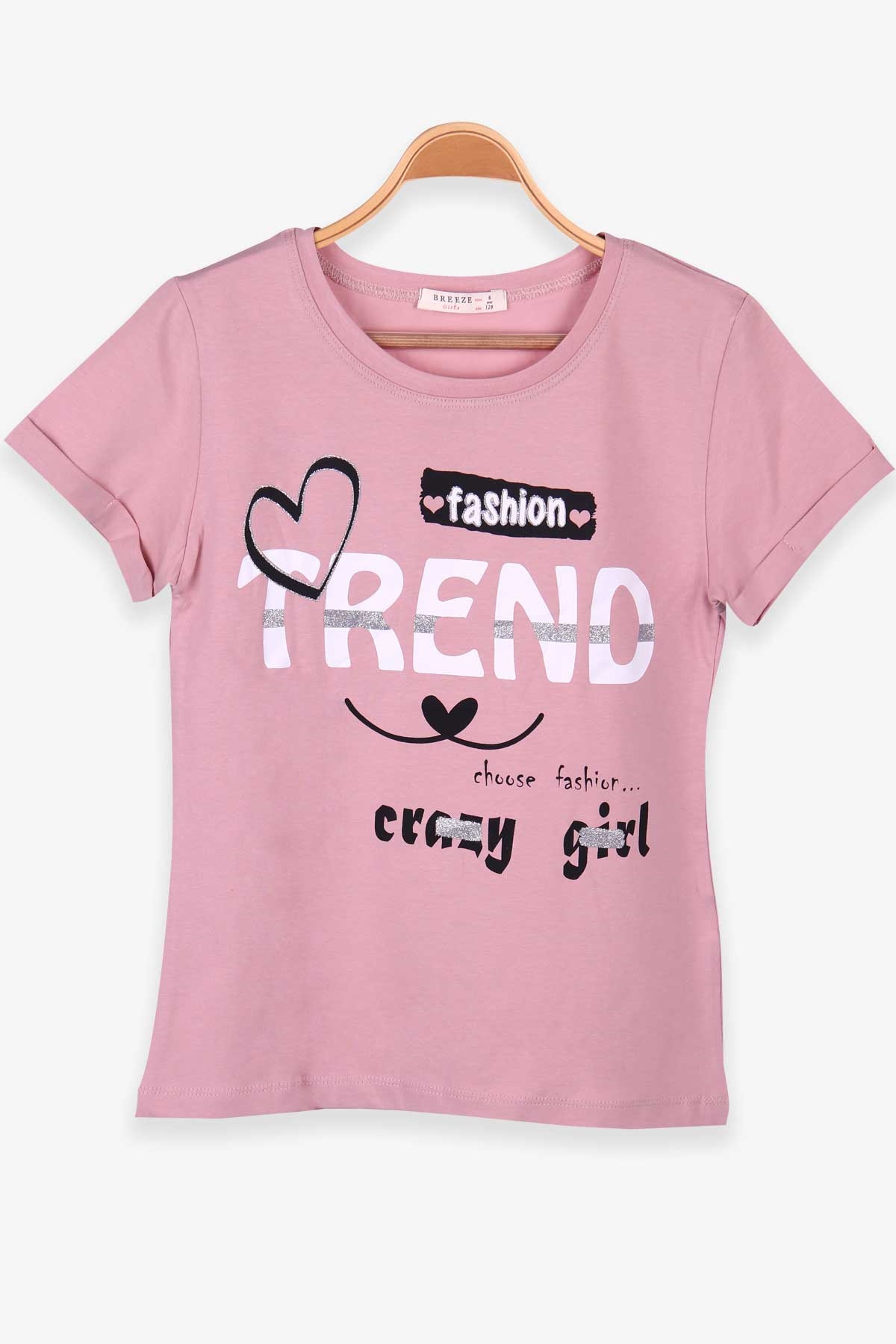 Breeze Kız Çocuk Tişört Baskılı Gülkurusu (8-14 Yaş)
