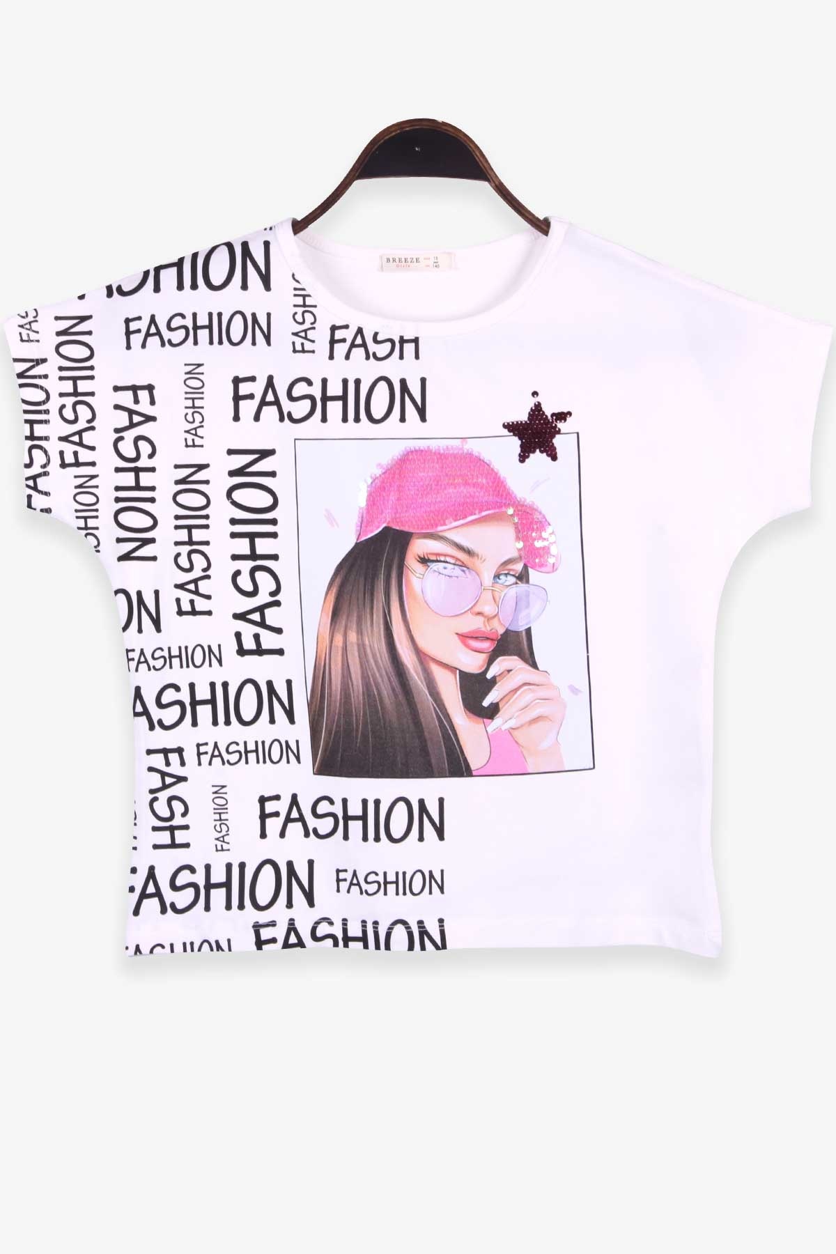 Breeze Kız Çocuk Tişört Baskılı Reglan Kol Ekru (10-16 Yaş)