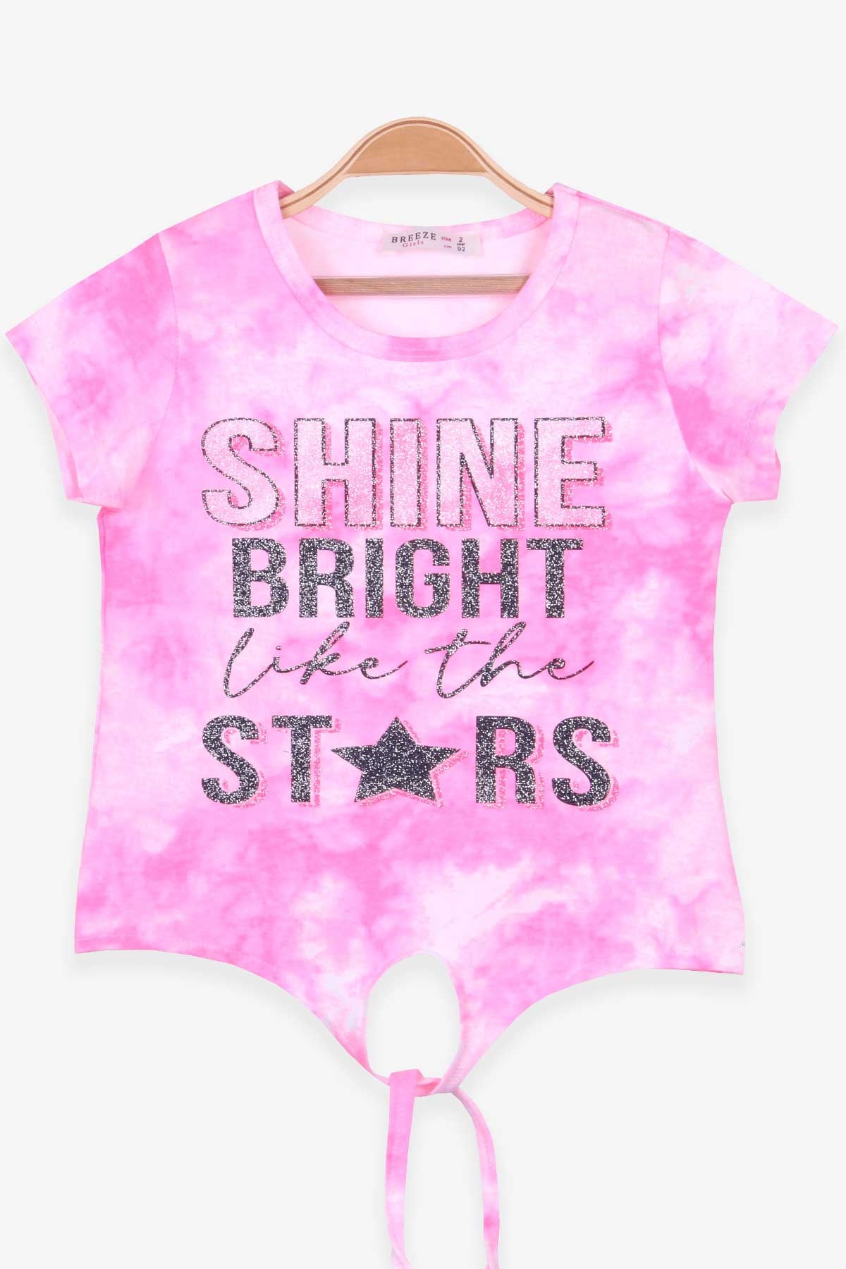 Breeze Kız Çocuk Tişört Batik Desenli Baskılı Neon Pembe (2-14 Yaş)