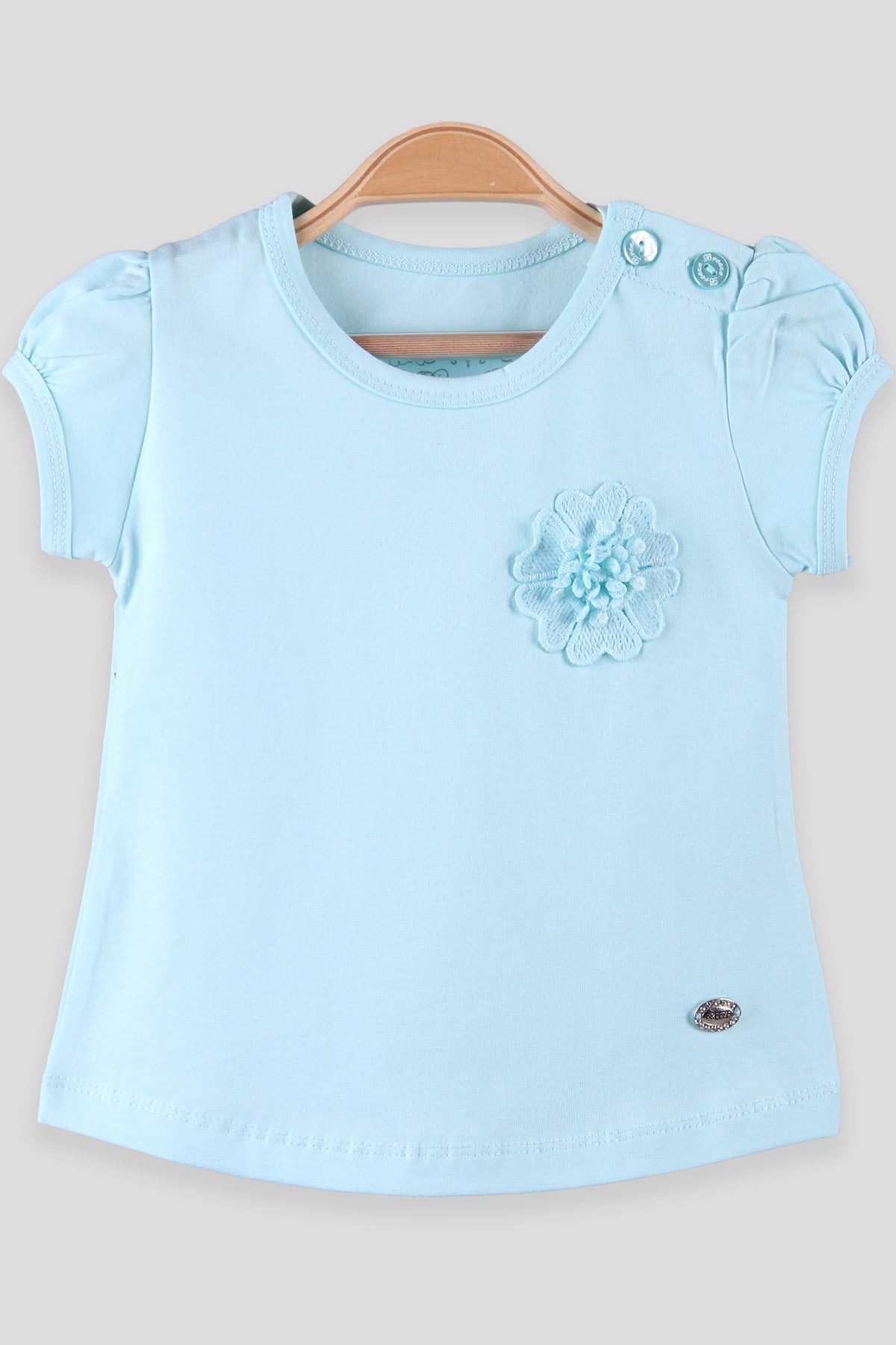 Breeze Kız Çocuk Tişört Çicek Aksesuar  Turkuaz (9 Ay-3 Yaş)