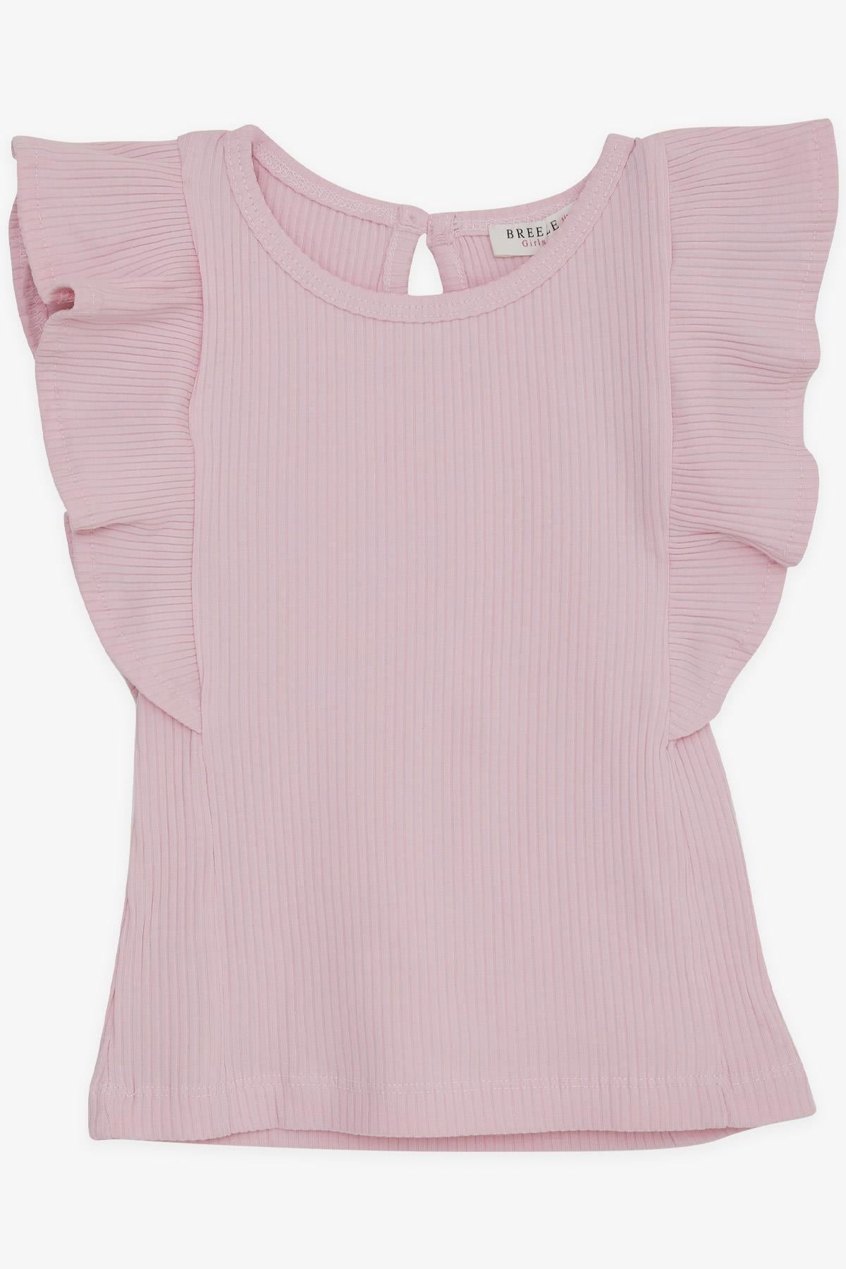 Breeze Kız Çocuk Tişört Fırfırlı Arkası Düğmeli Pembe (2-6 Yaş)