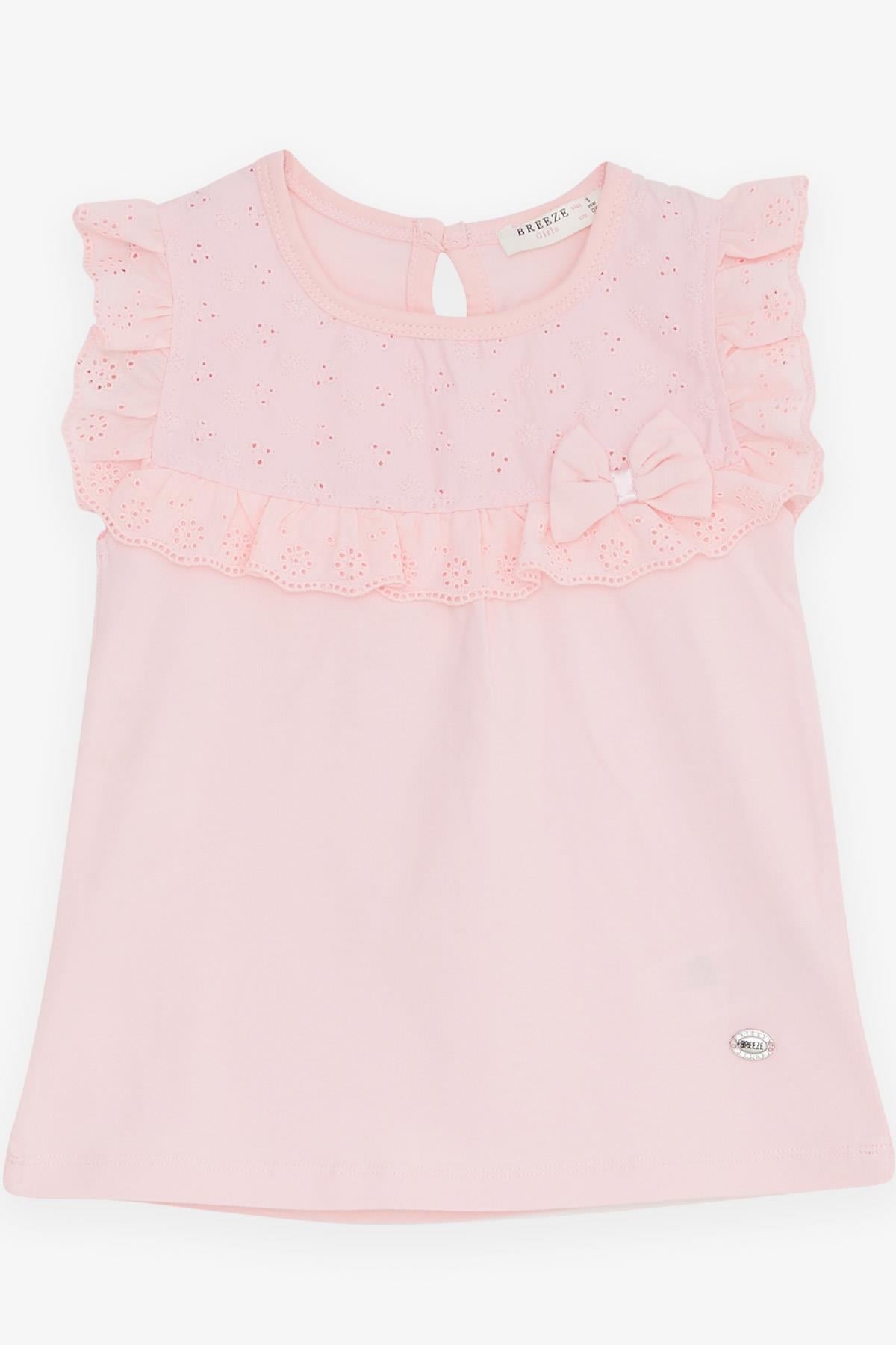 Breeze Kız Çocuk Tişört Fistolu Fiyonklu Pembe (1.5-5 Yaş)
