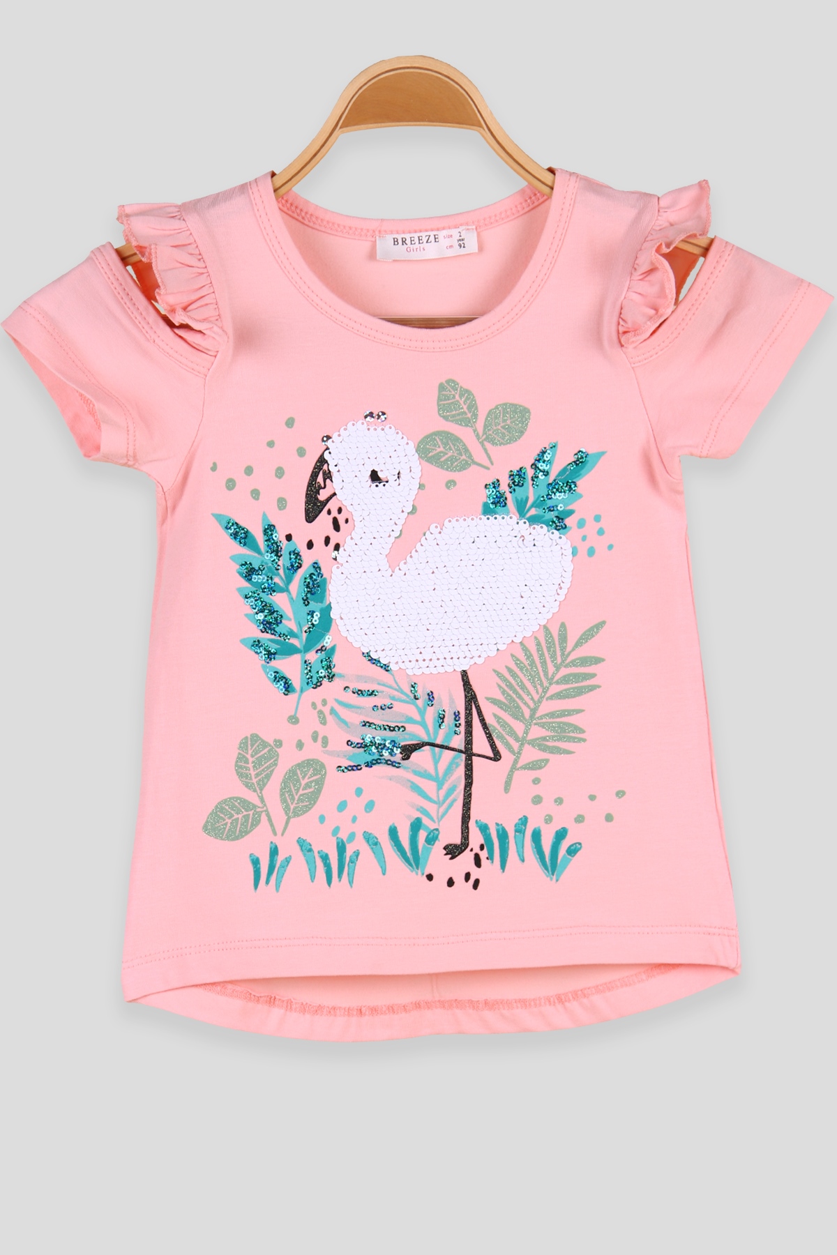 Breeze Kız Çocuk Tişört Flamingosu Pullu Somon (2-6 Yaş)