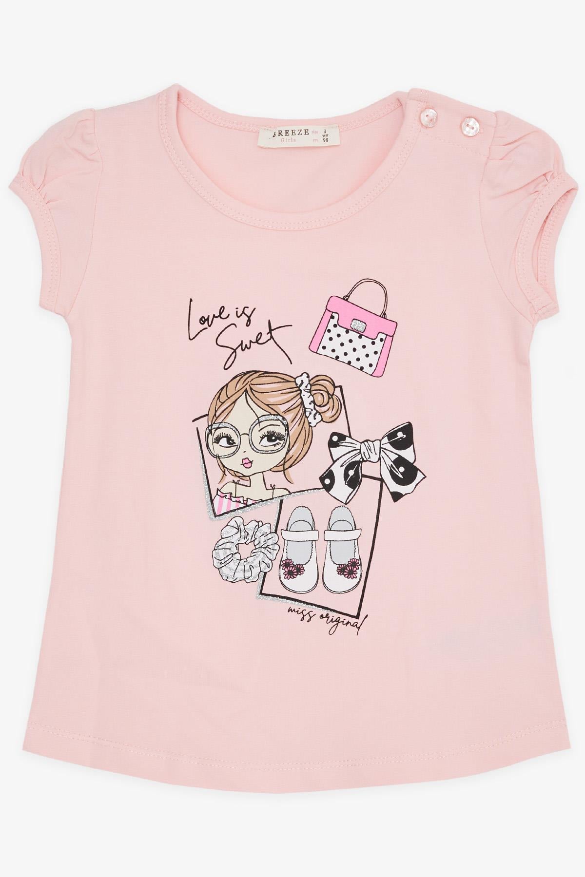 Breeze Kız Çocuk Tişört Havalı Kız Baskılı Pembe (1.5-5 Yaş)