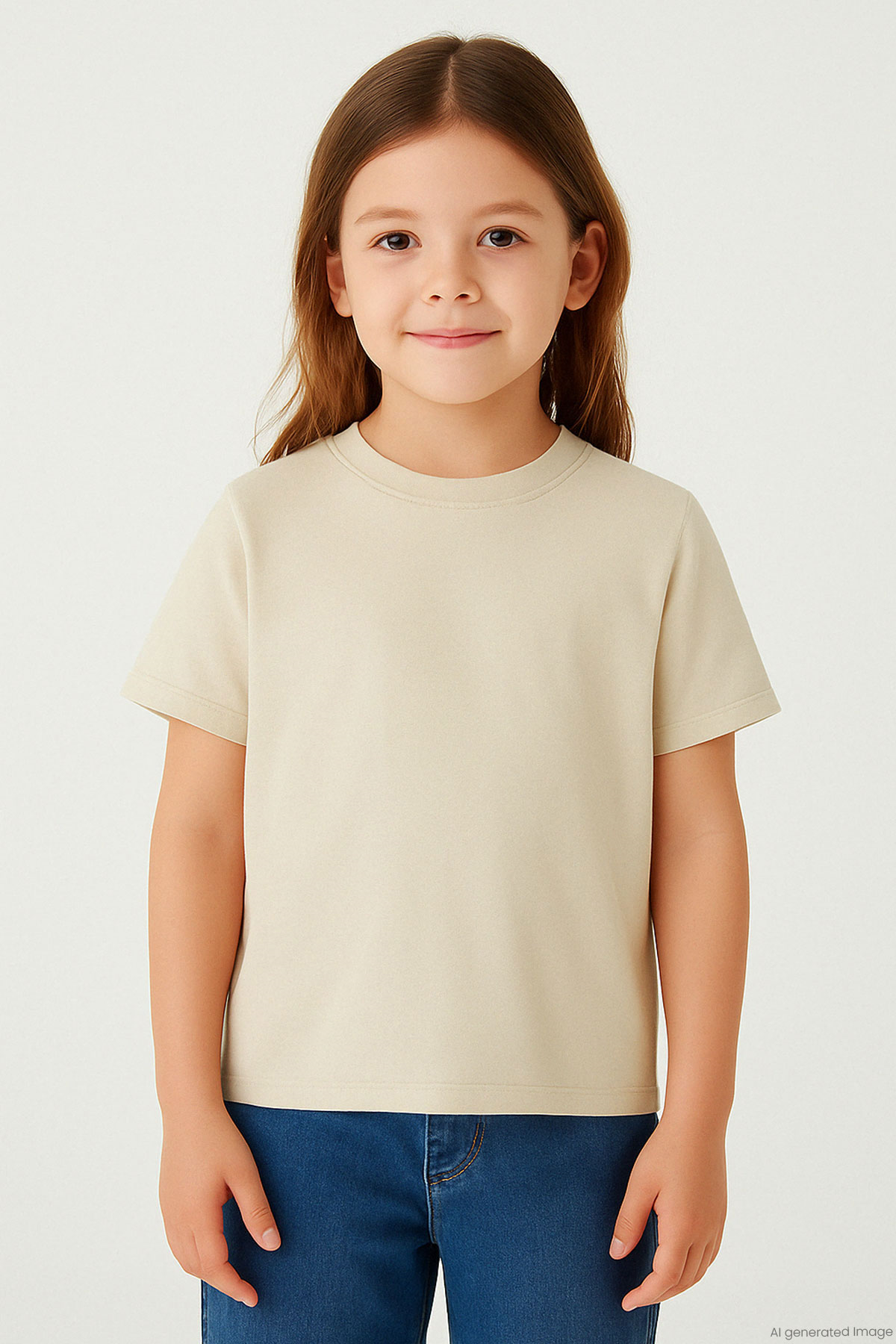 Breeze Kız Çocuk Tişört Kemer Boy Basic Bej (9-14 Yaş)